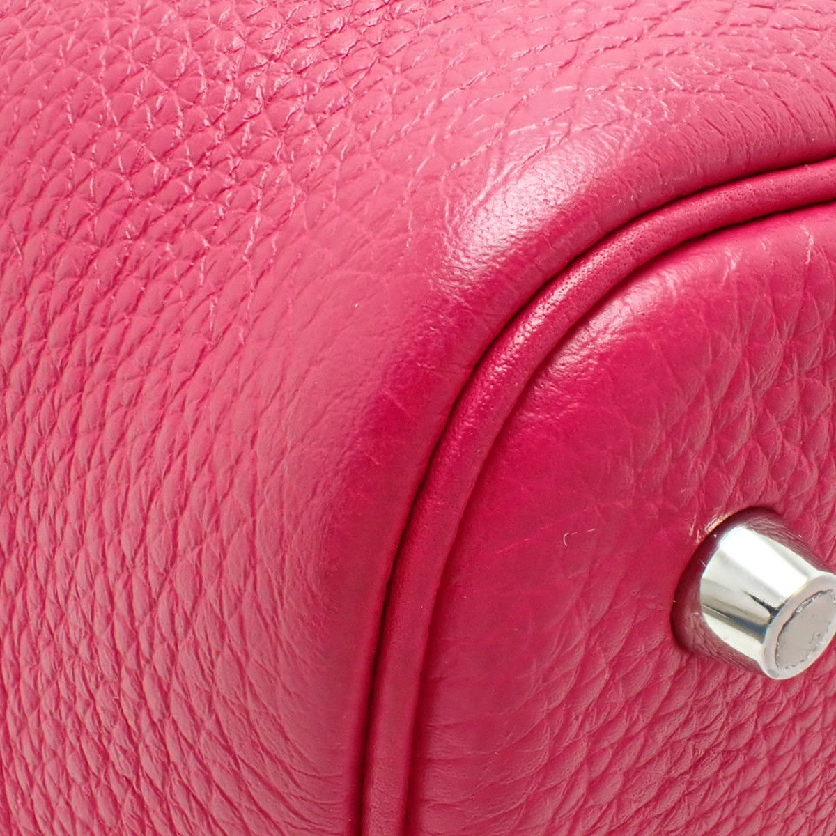 Picotin Lock Eclat MM Taurillon Clemence Swift Framboise Rouge Sellier Silver Hardware Z Engraved