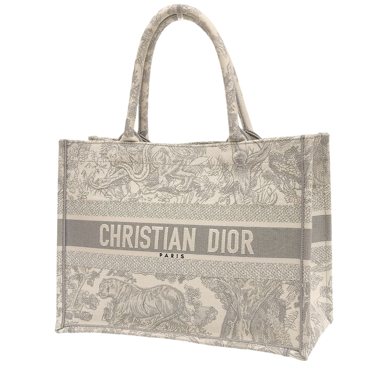 Medium Book Tote, Cotton, Light Gray, M1296ZTDT_M20I