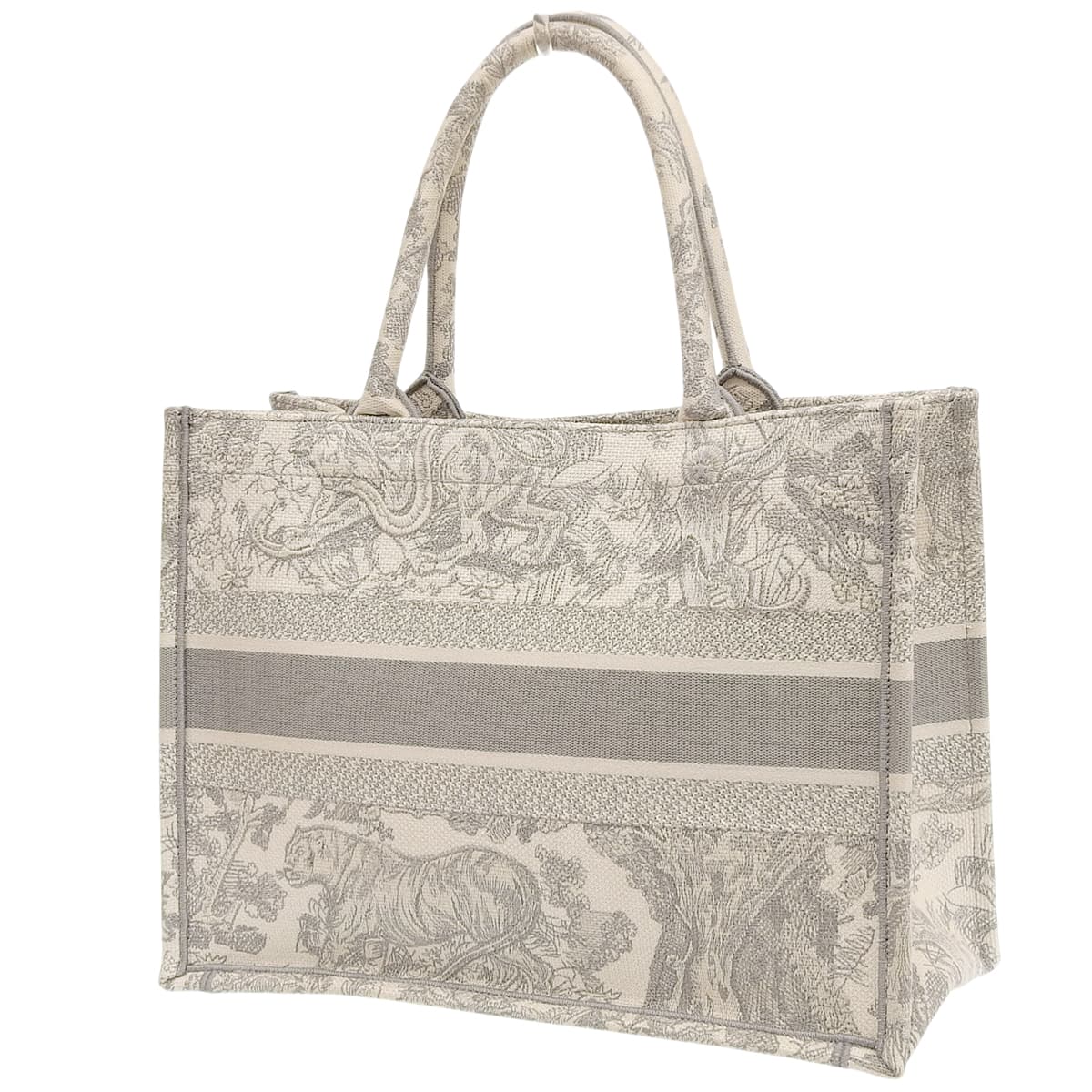 Medium Book Tote, Cotton, Light Gray, M1296ZTDT_M20I
