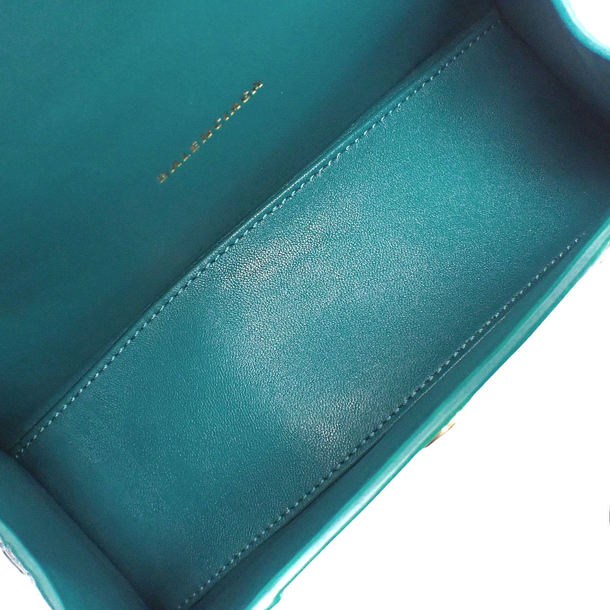 Hourglass Handbag XS in Crocodile-Embossed Turquoise Blue