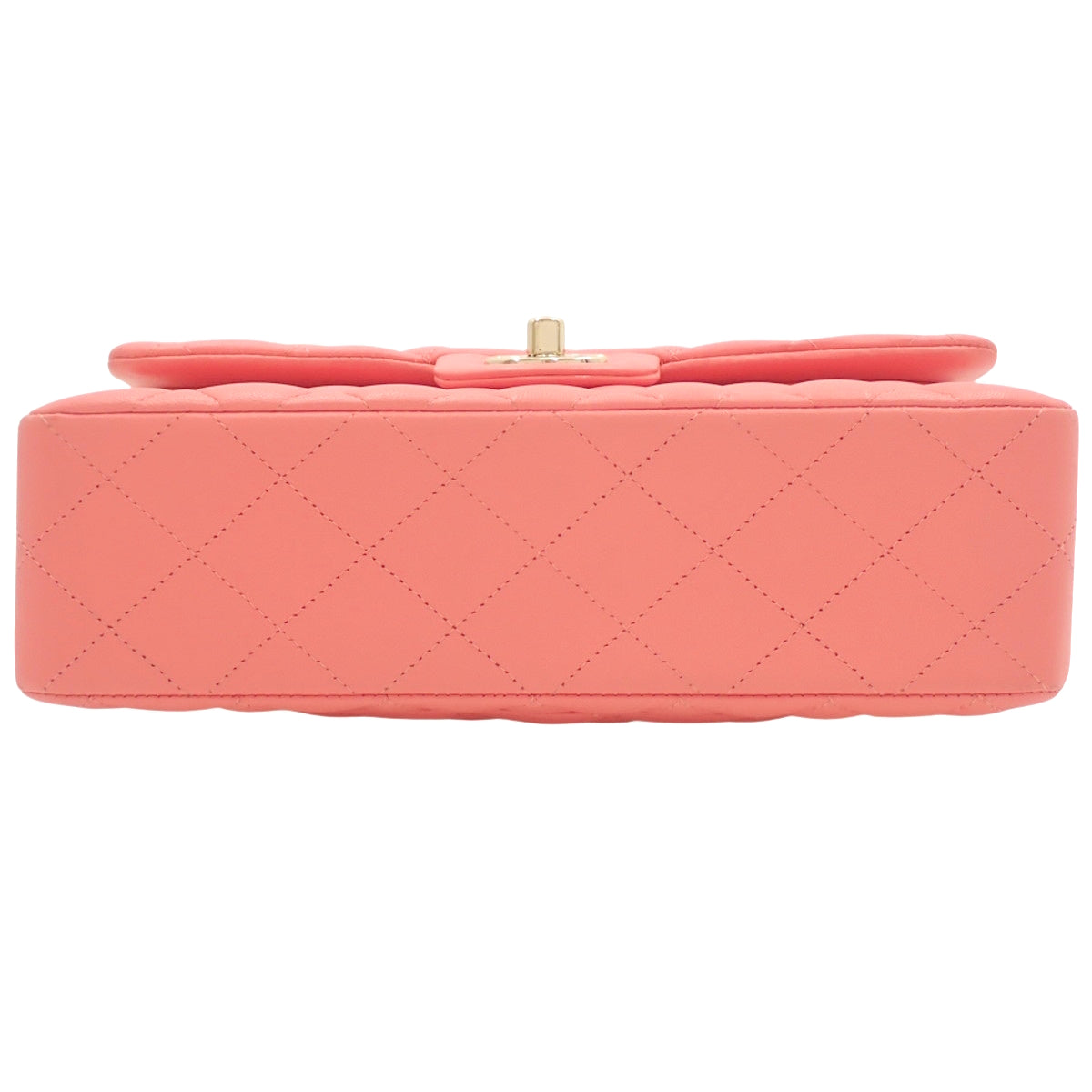 Matelassé Coco Mark Double Flap Shoulder Bag, Lambskin, Salmon Pink