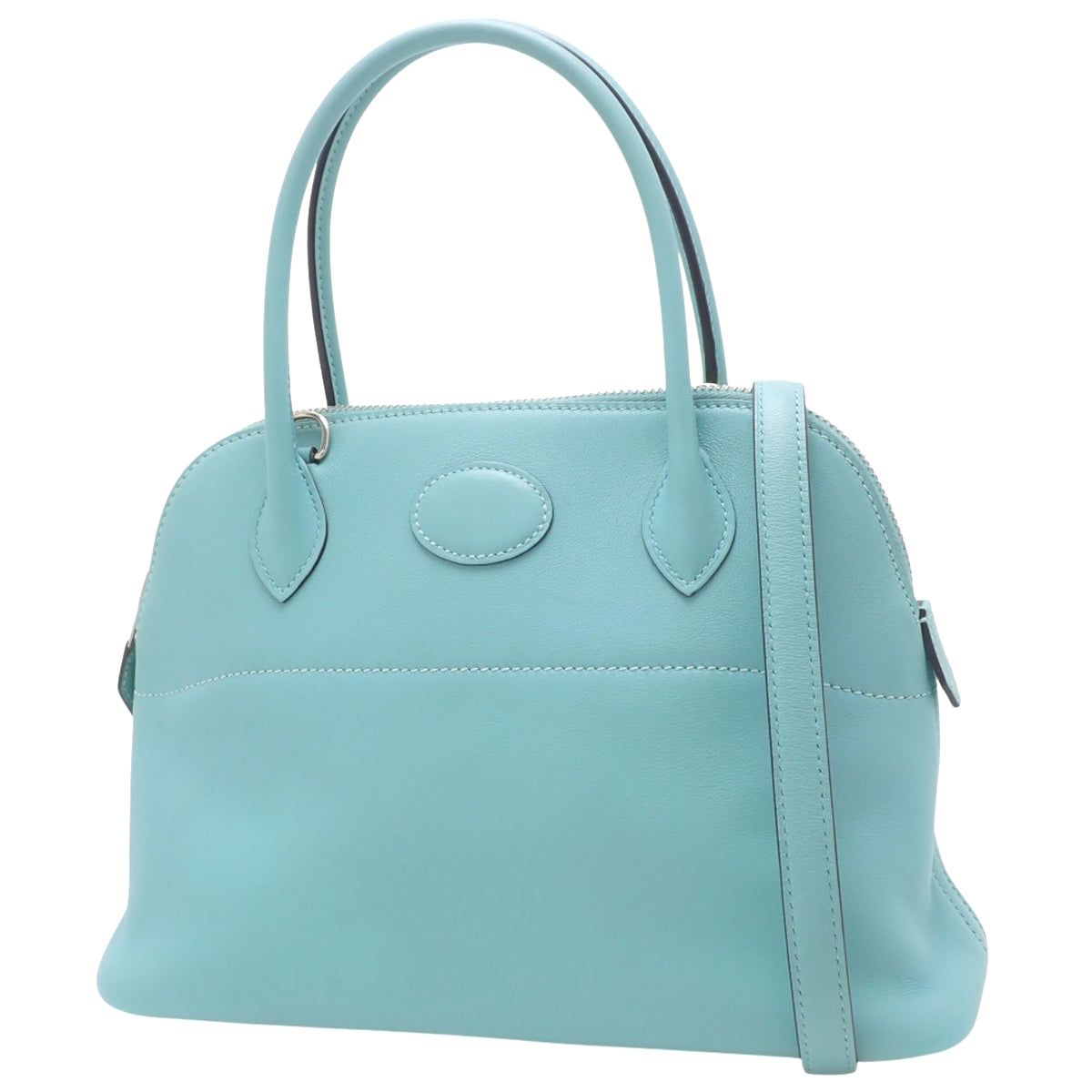 Bolide 27 Swift leather Bleu Atoll Silver hardware X stamp