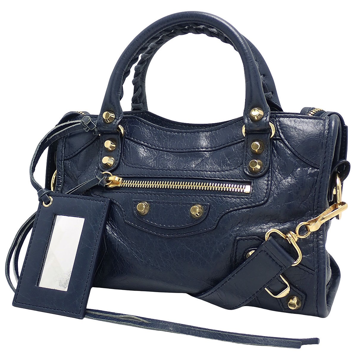 クラシック メタリックエッジ ミニシティ レザー ネイビー 390160