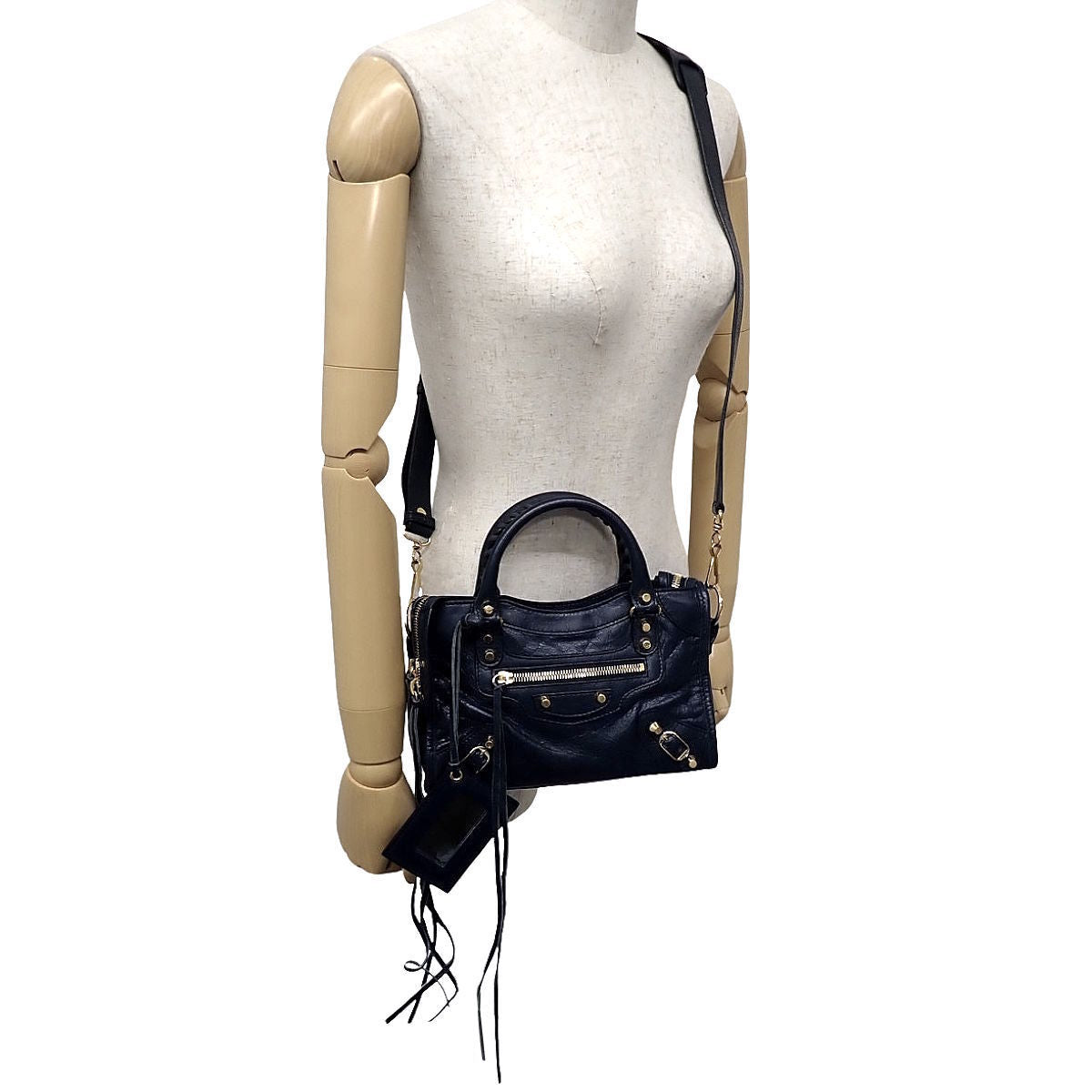 Classic Metallic Edge Mini City Leather Navy 390160