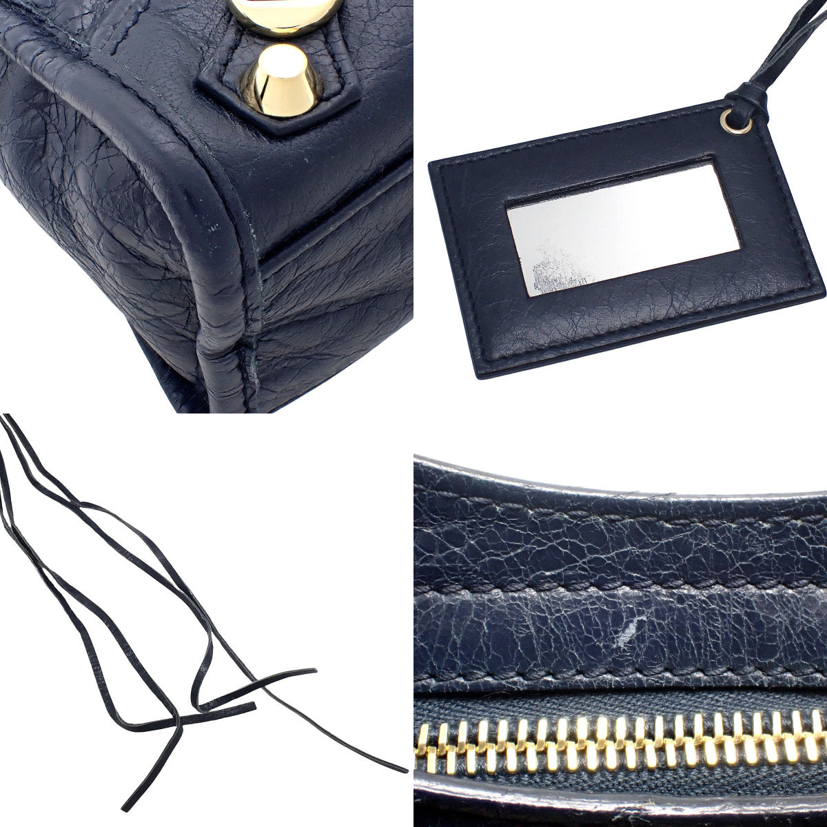 Classic Metallic Edge Mini City Leather Navy 390160