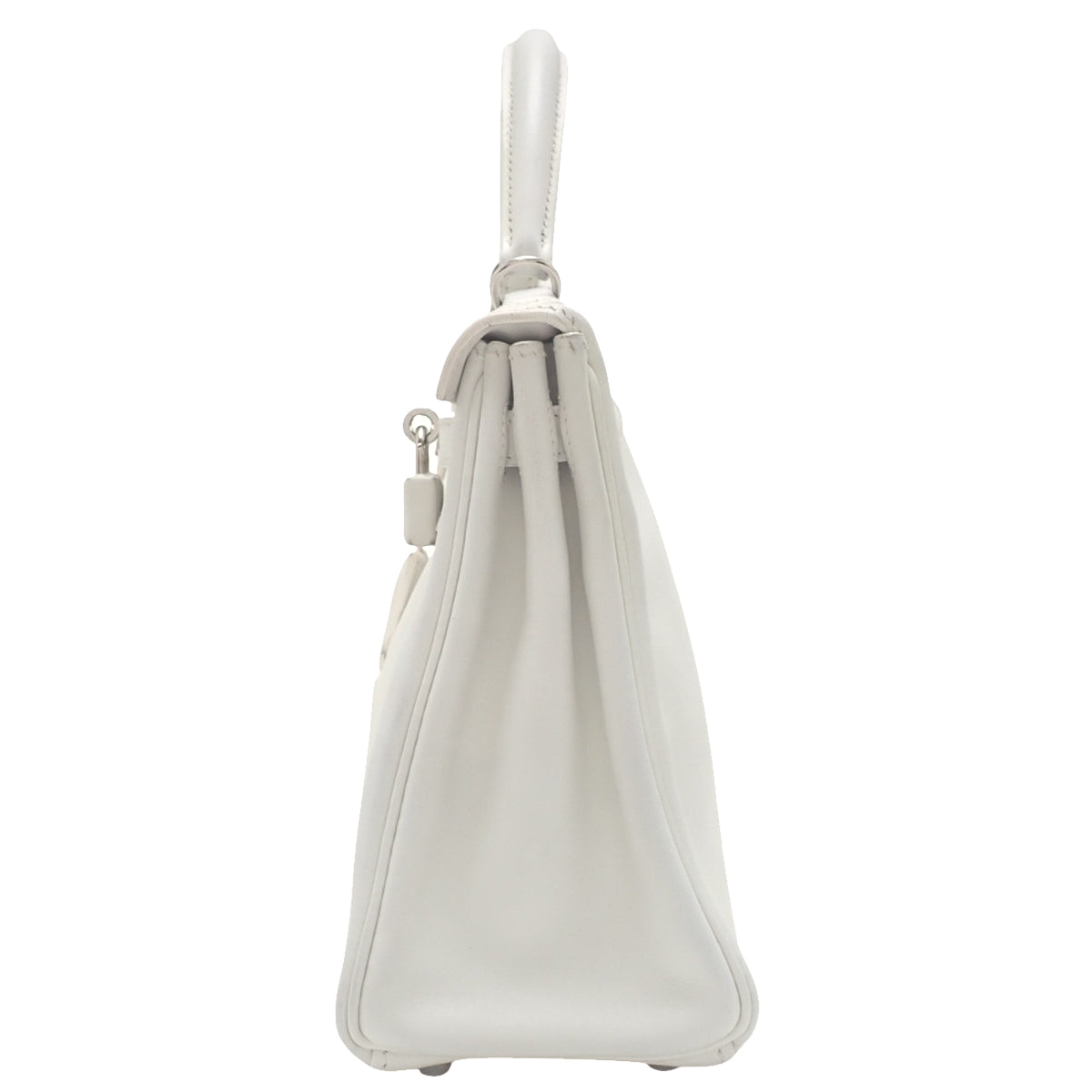 Kelly 25(内缝线)Vaux Swift 皮革,钯金配件,白色,银色配件,K 字印记