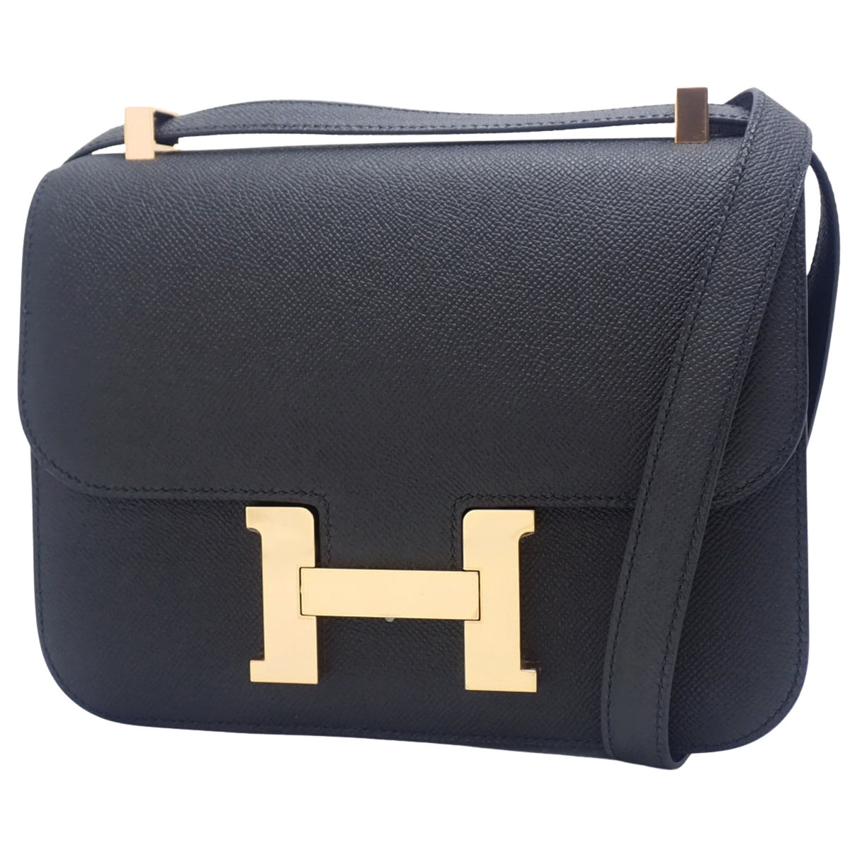 Constance 24 Miroir Epsom Black with Pink Gold Hardware, Double Stamp