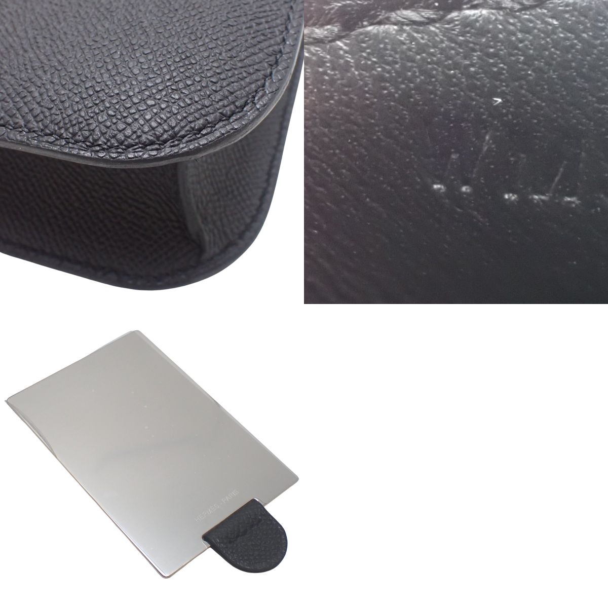 Constance 24 Miroir Epsom Black with Pink Gold Hardware, Double Stamp