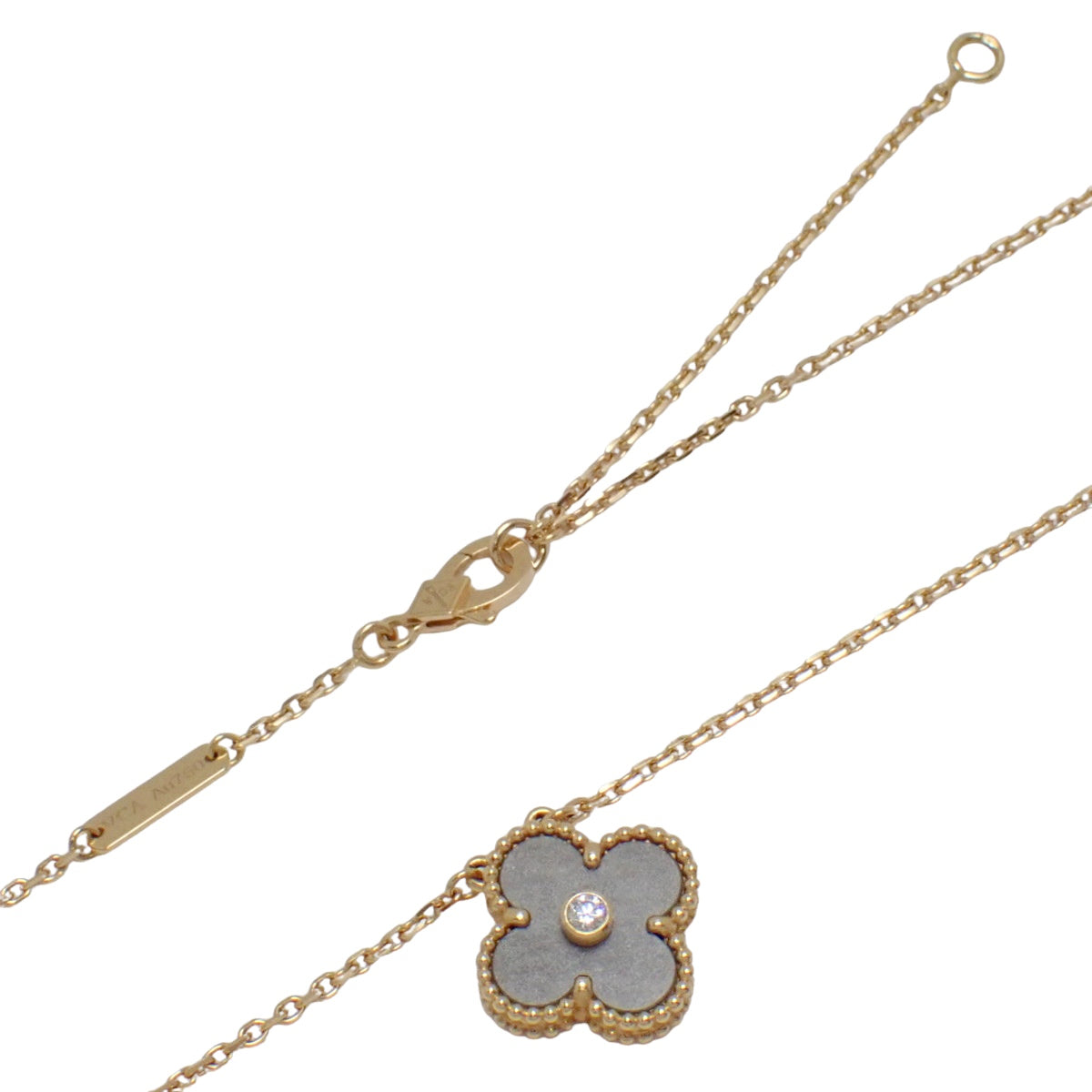 ヴィンテージアルハンブラ ペンダント シルバーオブシディアン/ダイヤモンド ピンクゴールド K18PG 6.5g 2023年ホリデー限定