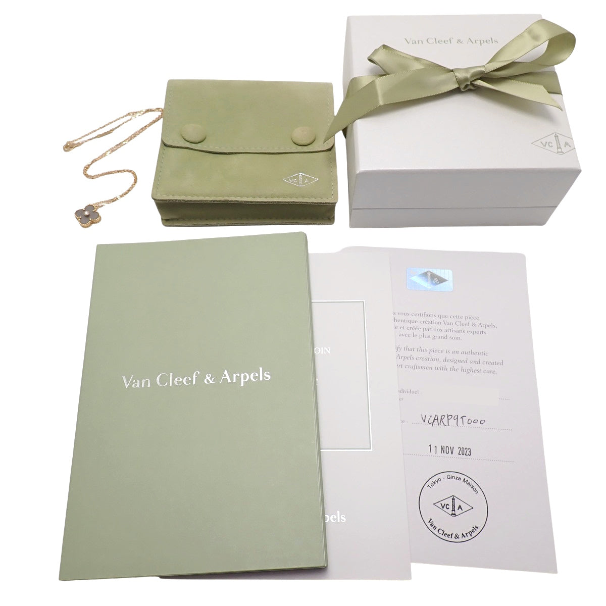 ヴィンテージアルハンブラ ペンダント シルバーオブシディアン/ダイヤモンド ピンクゴールド K18PG 6.5g 2023年ホリデー限定