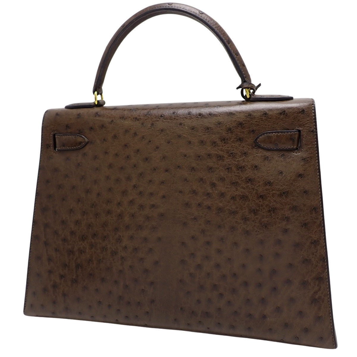 ケリー32 (外縫い) オーストリッチ ショコラ ゴールド金具 〇R刻印