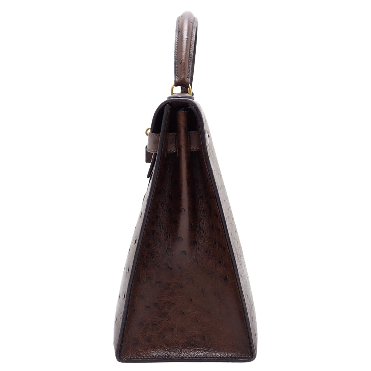 ケリー32 (外縫い) オーストリッチ ショコラ ゴールド金具 〇R刻印