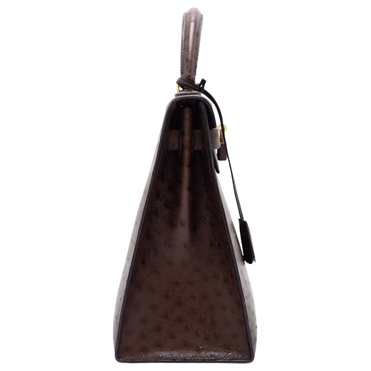 ケリー32 (外縫い) オーストリッチ ショコラ ゴールド金具 〇R刻印