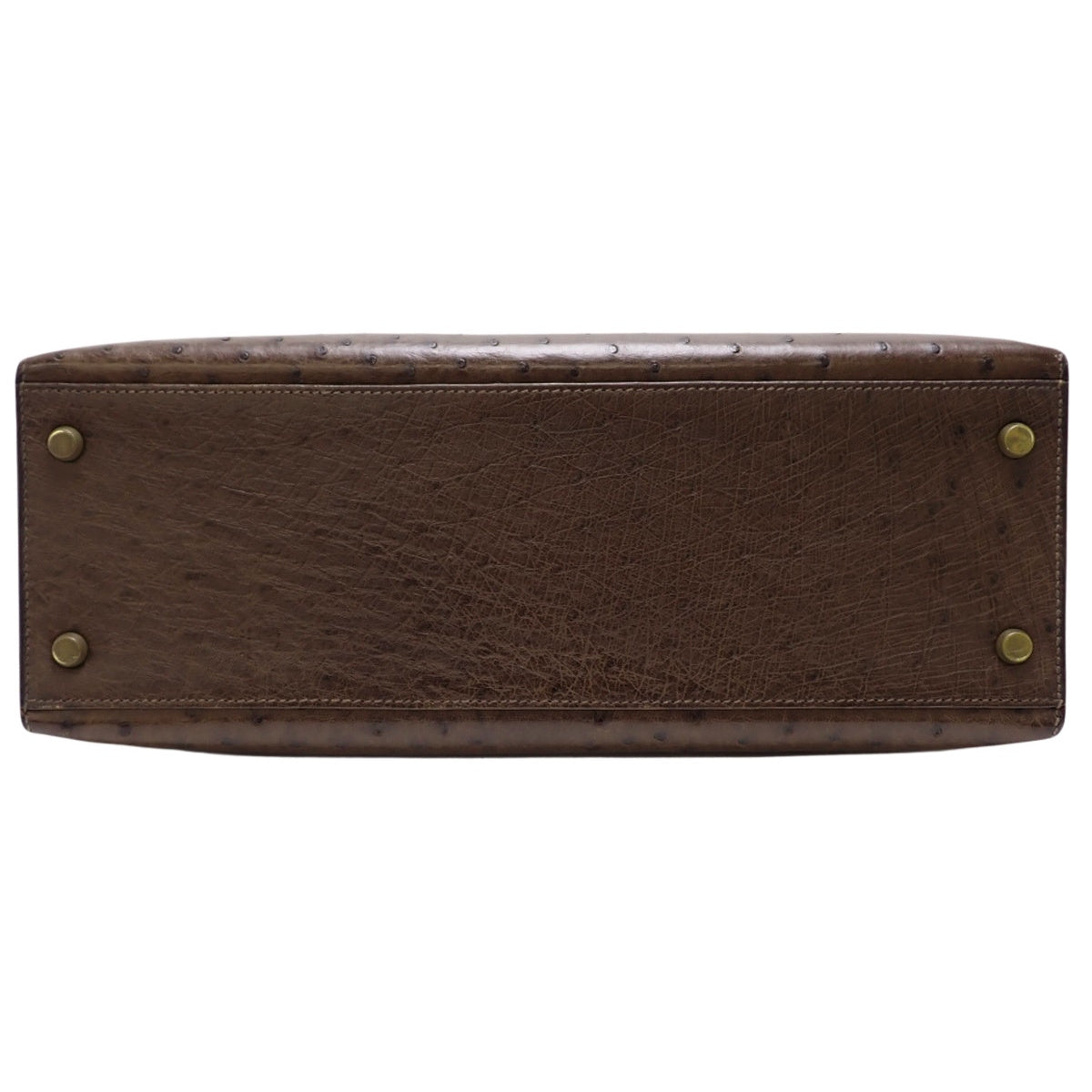 ケリー32 (外縫い) オーストリッチ ショコラ ゴールド金具 〇R刻印