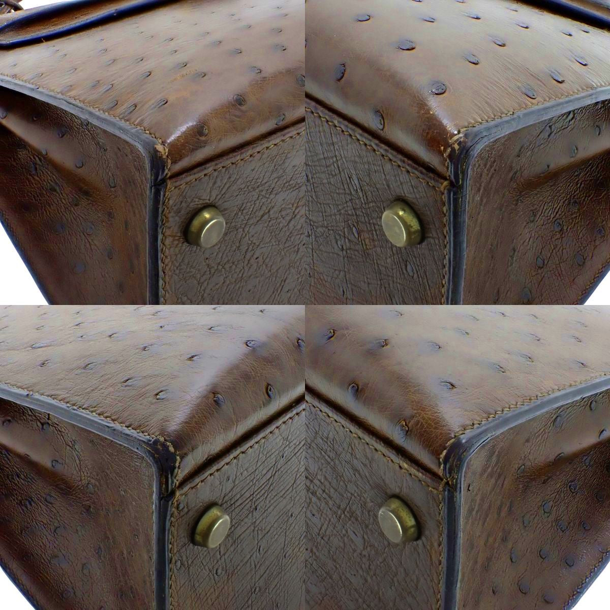 ケリー32 (外縫い) オーストリッチ ショコラ ゴールド金具 〇R刻印