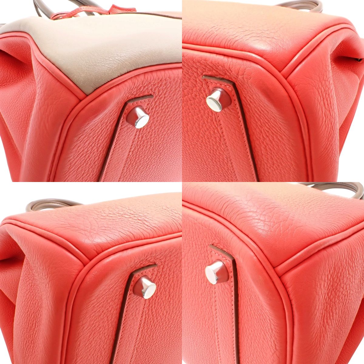铂金包 35 拼色,Taurillon Clemence 牛皮/Veau Swift 小牛皮,钯金配件,大象灰/陶土灰/胭脂粉,哑光银色配件,□P刻印