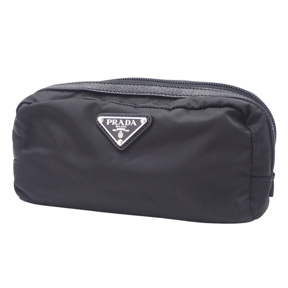 トライアングルロゴ ポーチ ナイロン NERO