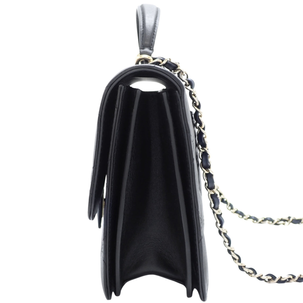 黑色羊皮绗缝 Coco Mark 手提单肩包