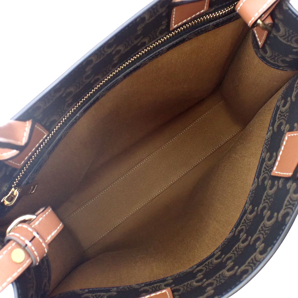 Small Vertical Cabas in Calfskin and Triomphe Canvas Dark Brown Brown 191542BZK