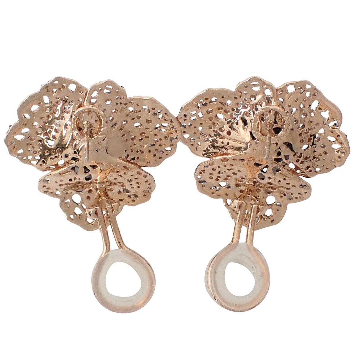 Black Pearl and Diamond Earrings /D2.50 Pink Gold K18PG 23.5g