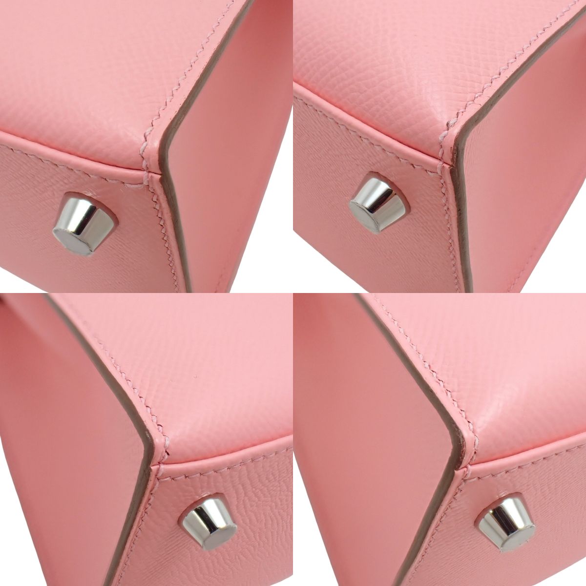 Kelly 25(外缝线)小牛皮 Epsom 玫瑰花饰边,配银色五金配件和 Y 字印章