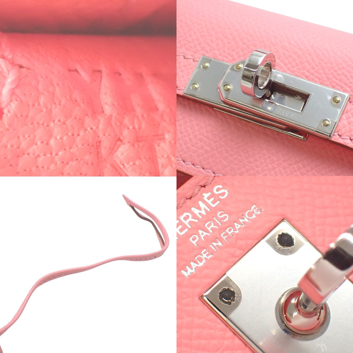 Kelly 25(外缝线)小牛皮 Epsom 玫瑰花饰边,配银色五金配件和 Y 字印章