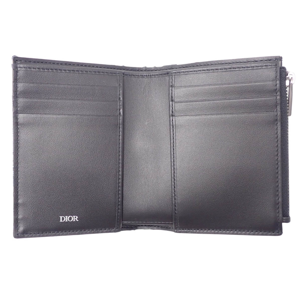 Dior Vertical Compact Card Holder in Calfskin with Oblique Jacquard in Black, Navy, and Beige (2ESBC319YSE_H05E)