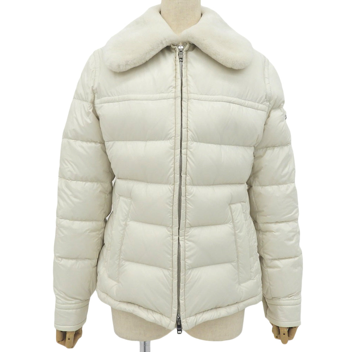 Triangle Logo Fur-Trimmed Down Jacket 2021 Size 42