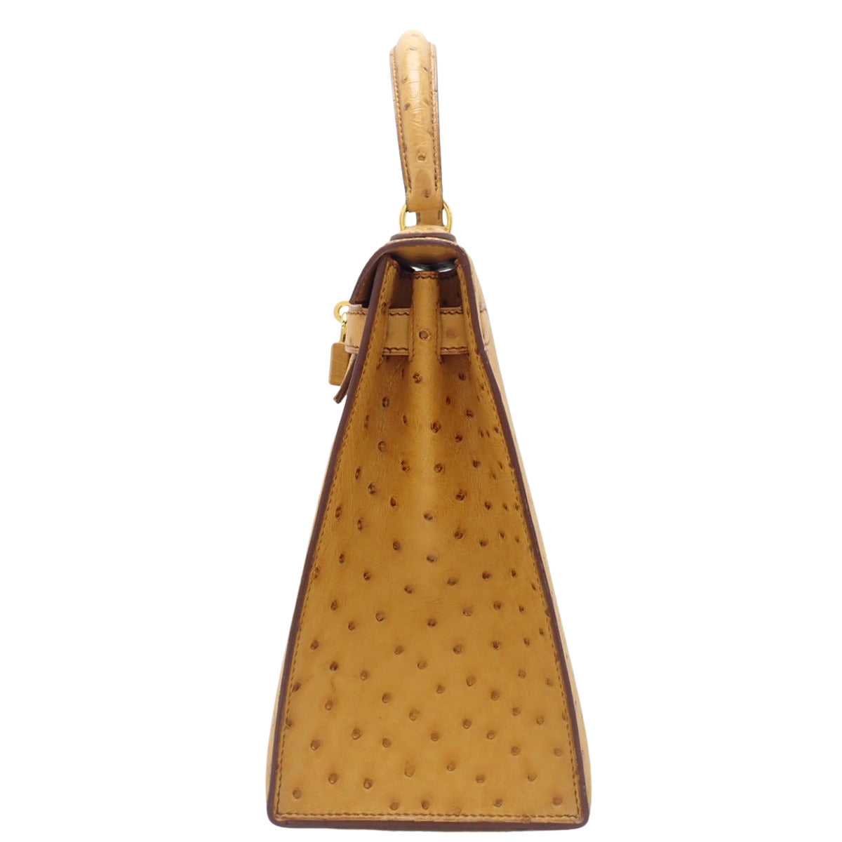 ケリー28 (外縫い) オーストリッチ チェスナッツ ゴールド金具 ○V刻印