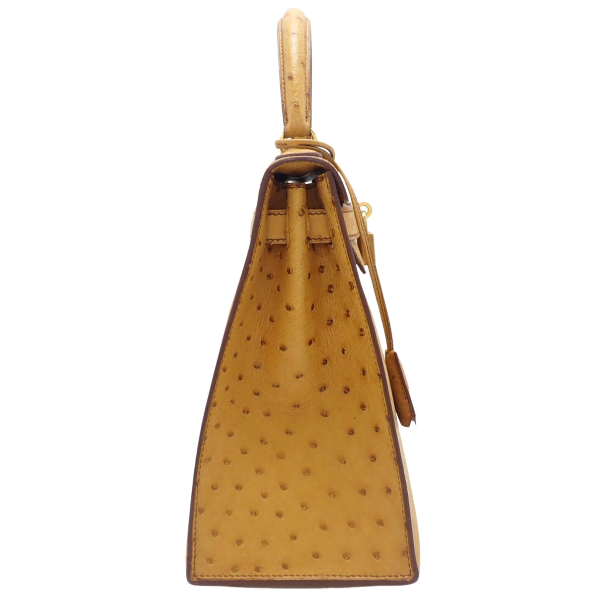 ケリー28 (外縫い) オーストリッチ チェスナッツ ゴールド金具 ○V刻印