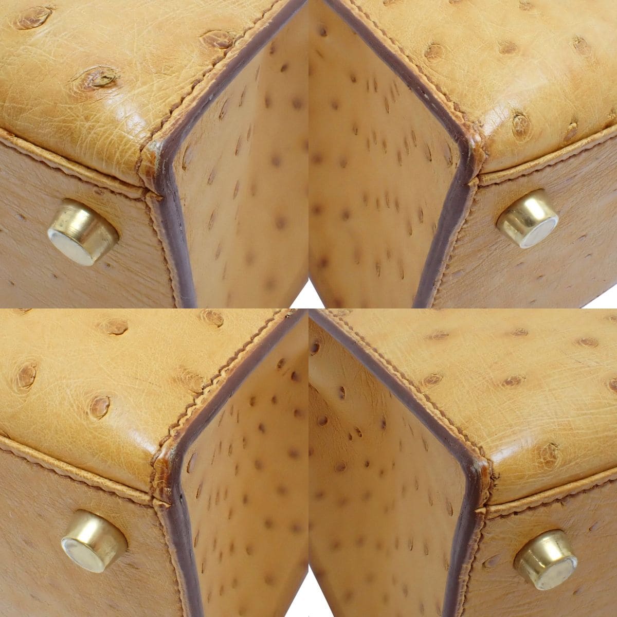 ケリー28 (外縫い) オーストリッチ チェスナッツ ゴールド金具 ○V刻印