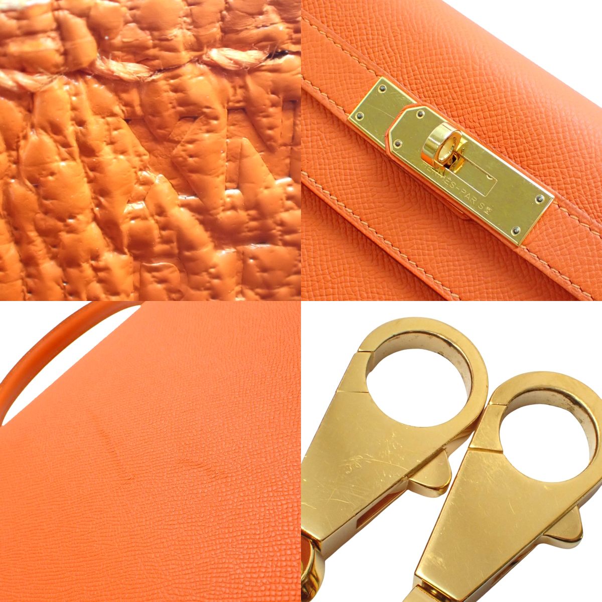 Kelly 28(外缝) Epsom牛皮 橙色 金扣 X刻印