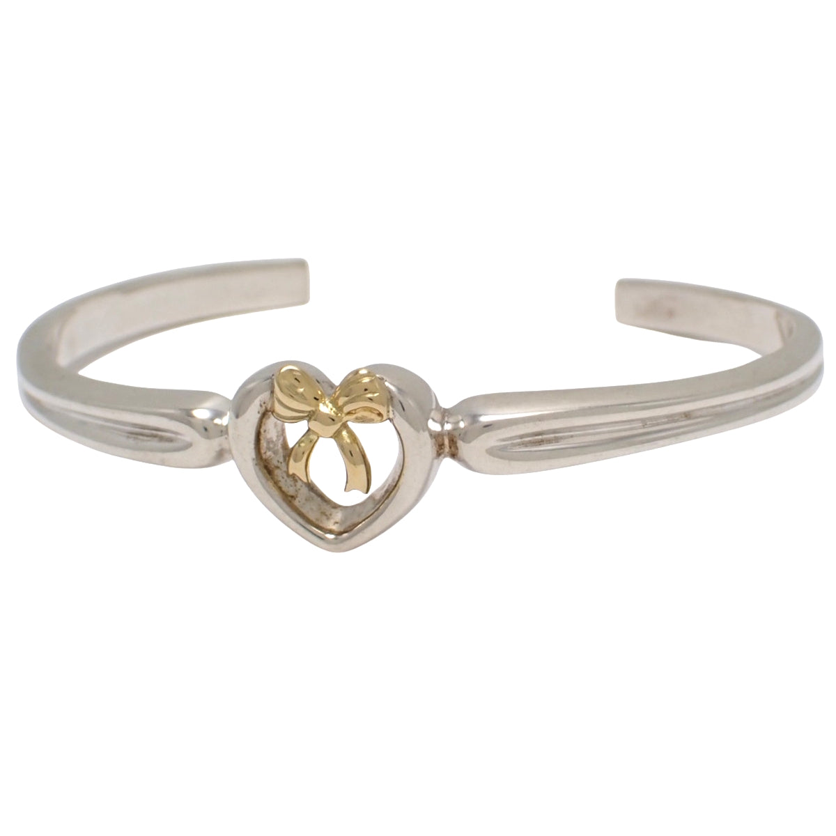 リボンハートバングル シルバー SV925 イエローゴールド K18YG