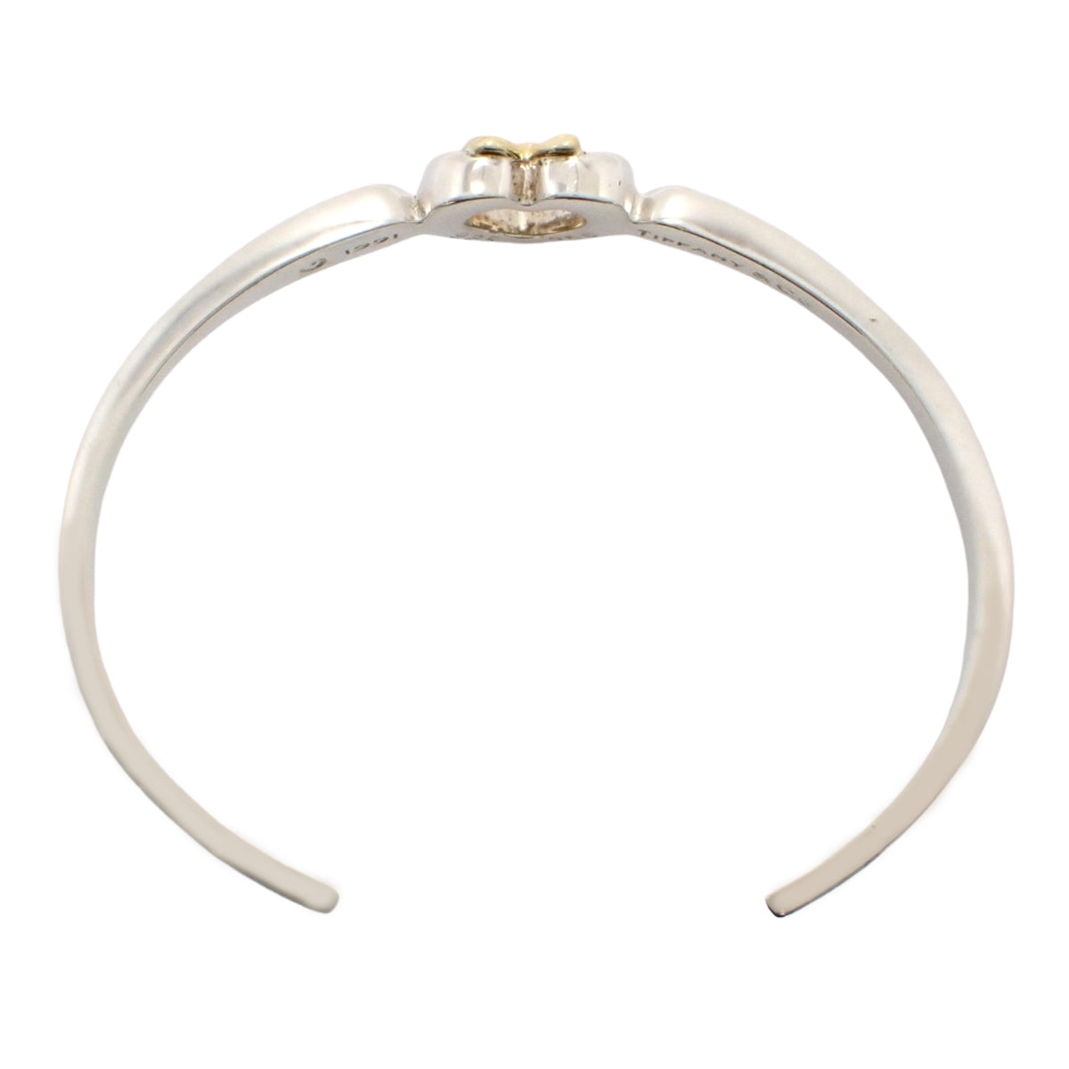 Ribbon Heart Bangle Silver SV925 Yellow Gold K18YG