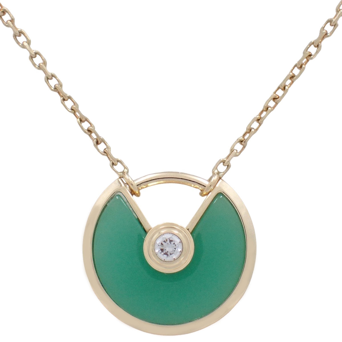 アミュレット ドゥ カルティエ ネックレス クリソプレーズ/ダイヤモンド イエローゴールド K18YG 3.0g