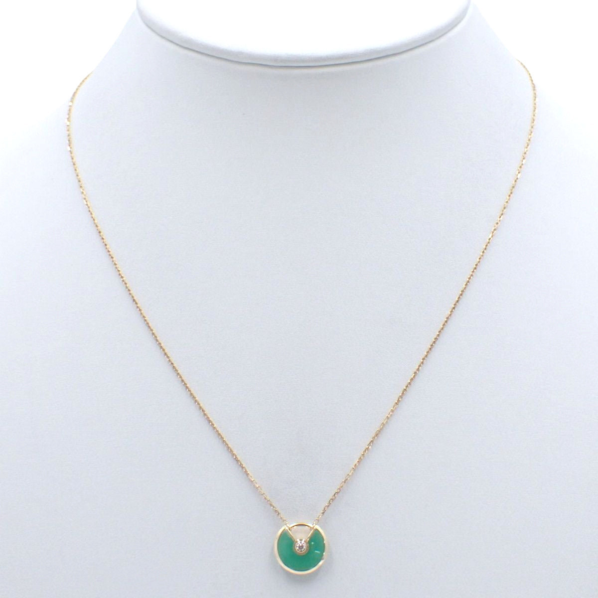Amulette de Cartier necklace, chrysoprase/diamond, yellow gold, K18YG, 3.0g