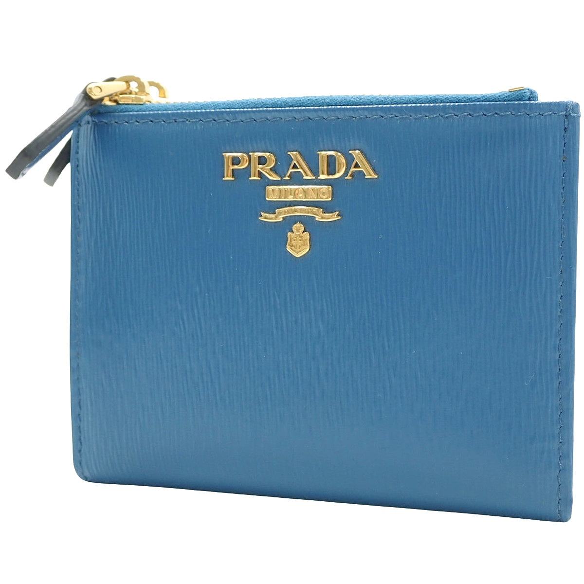 Double Zip Bi-fold Wallet Leather VITELLO MOVE Blue 1ML024