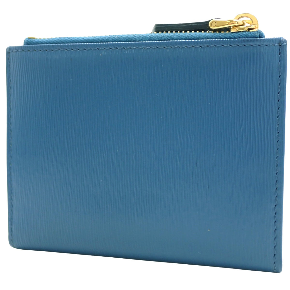 Double Zip Bi-fold Wallet Leather VITELLO MOVE Blue 1ML024