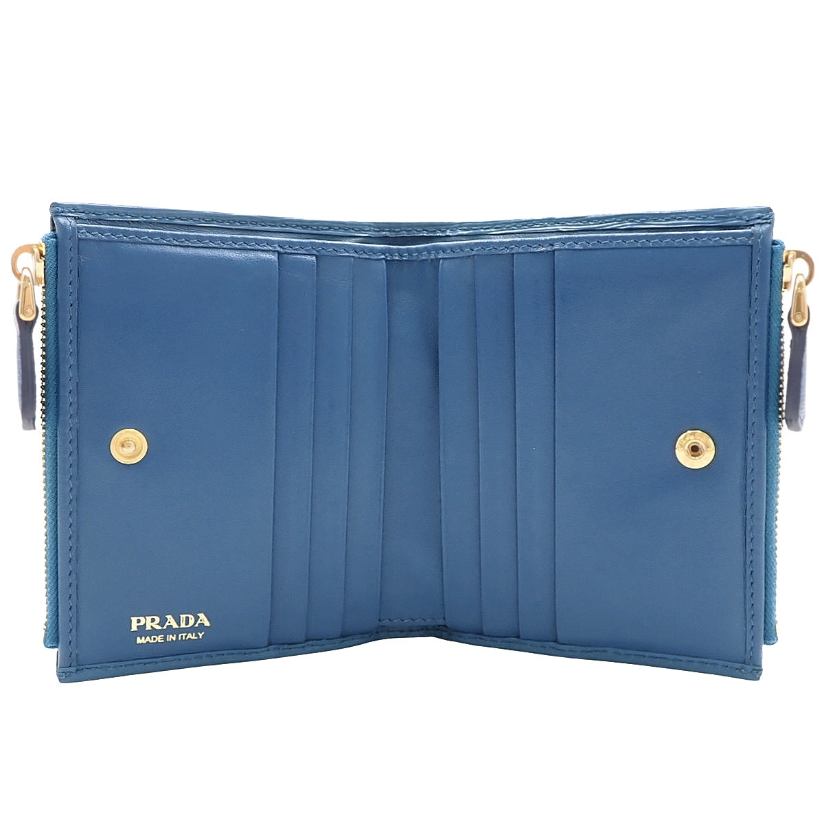 Double Zip Bi-fold Wallet Leather VITELLO MOVE Blue 1ML024
