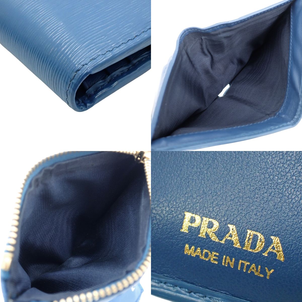 Double Zip Bi-fold Wallet Leather VITELLO MOVE Blue 1ML024