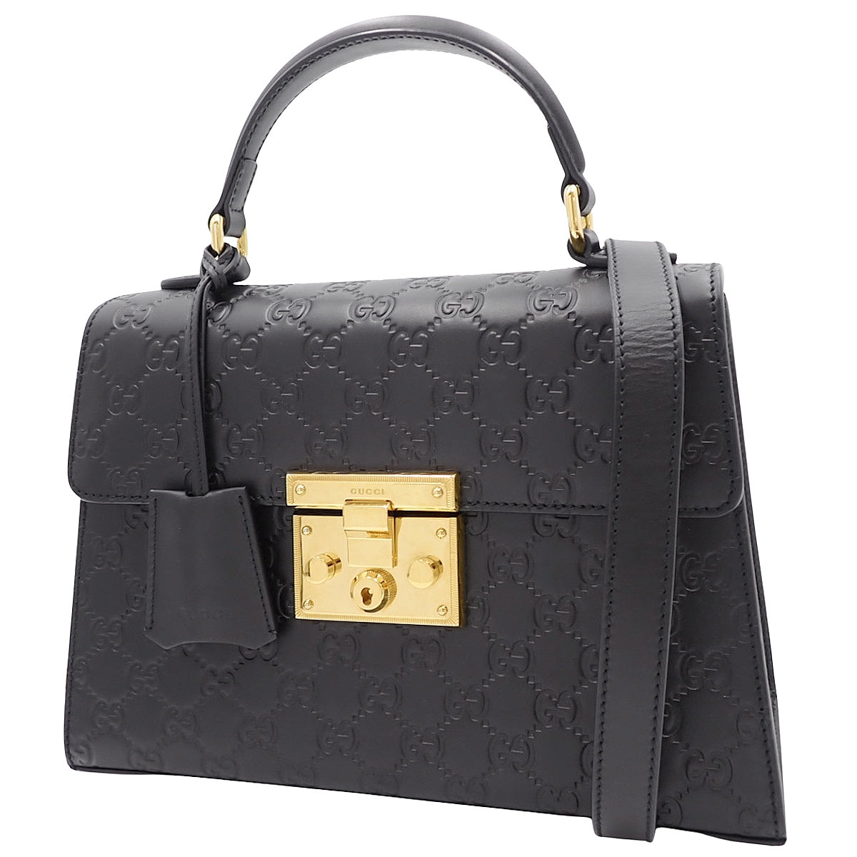 古驰Guccissima Padlock 2WAY手提包 黑色 453188