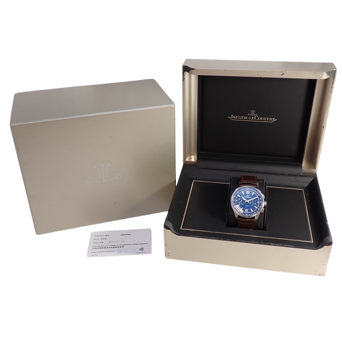 Polaris Chronograph Q9028480 SS/Leather Blue Automatic Men's