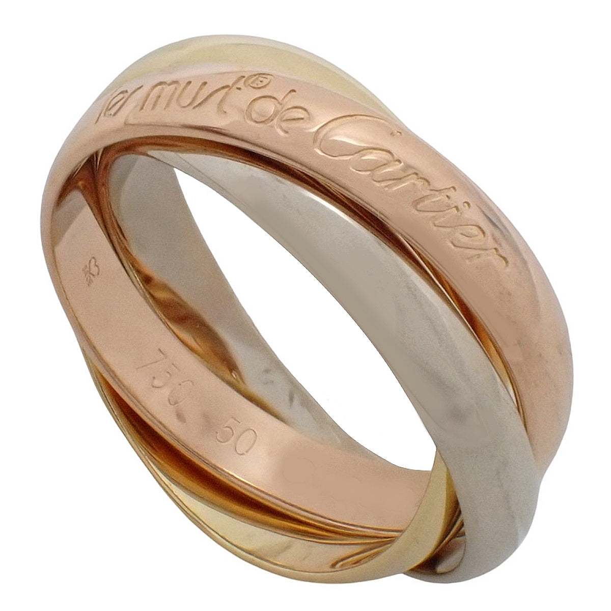 les must de Cartier 卡地亚三色金戒指 K18YG K18WG K18PG 50号 6.5克