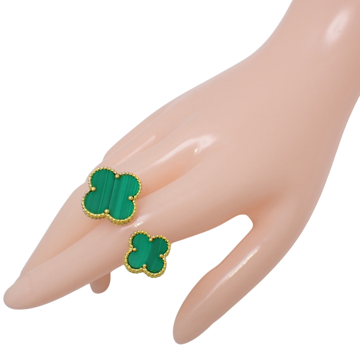 マジック アルハンブラ アントレ レ ドア リング マラカイト イエローゴールド K18YG 53 15.8g