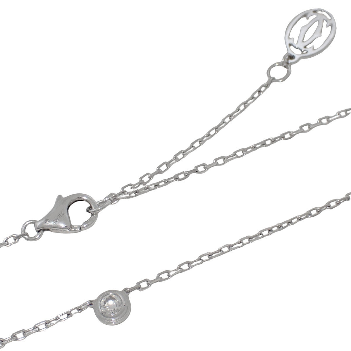 Damour Necklace, Small Model, Diamonds, White Gold, K18WG, 2.9g