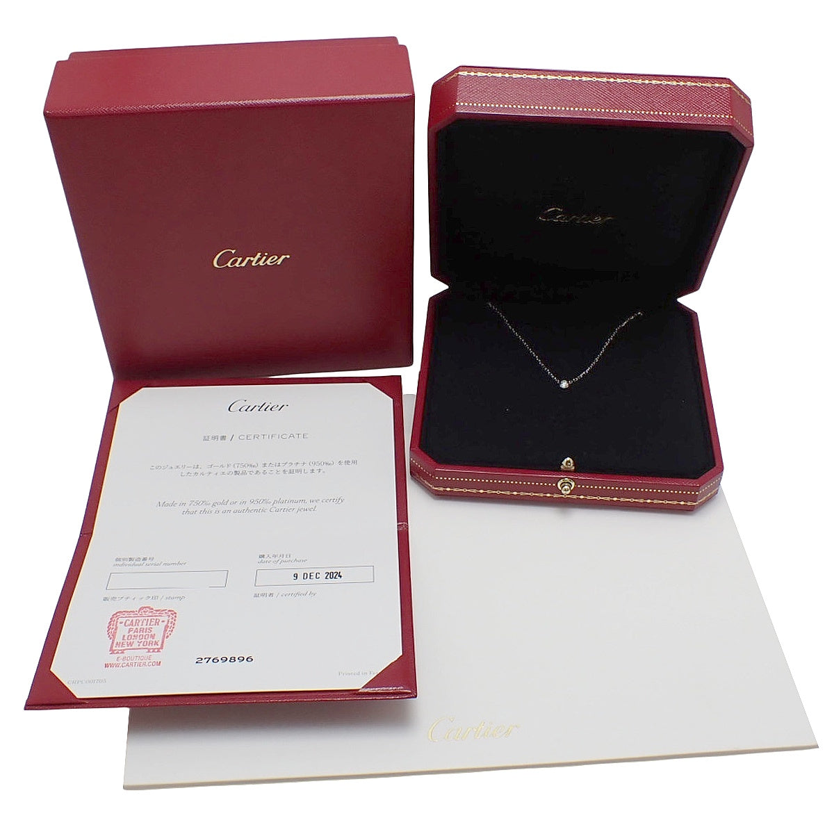 Damour Necklace, Small Model, Diamonds, White Gold, K18WG, 2.9g