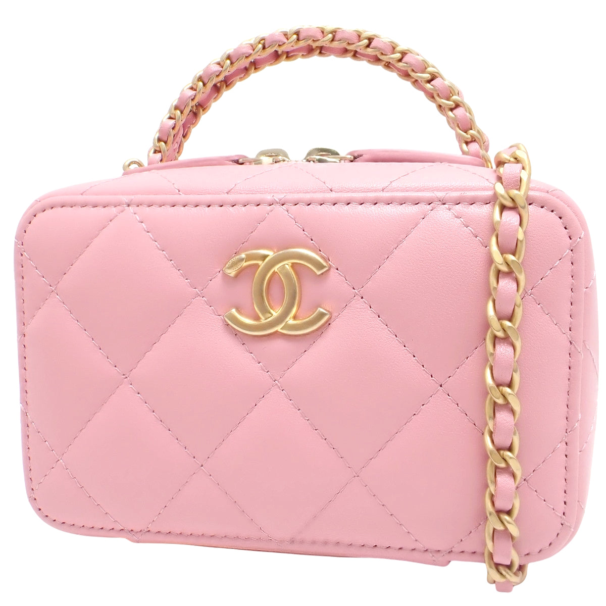 マトラッセ ココマーク ミニバニティ チェーンショルダーバッグ ラムスキン ピンク