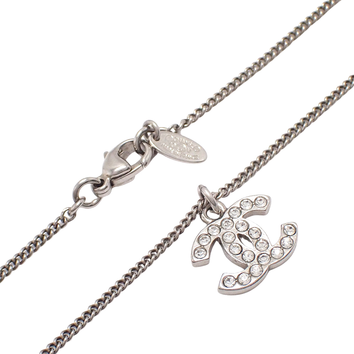 Coco Mark Rhinestone Necklace, Metal