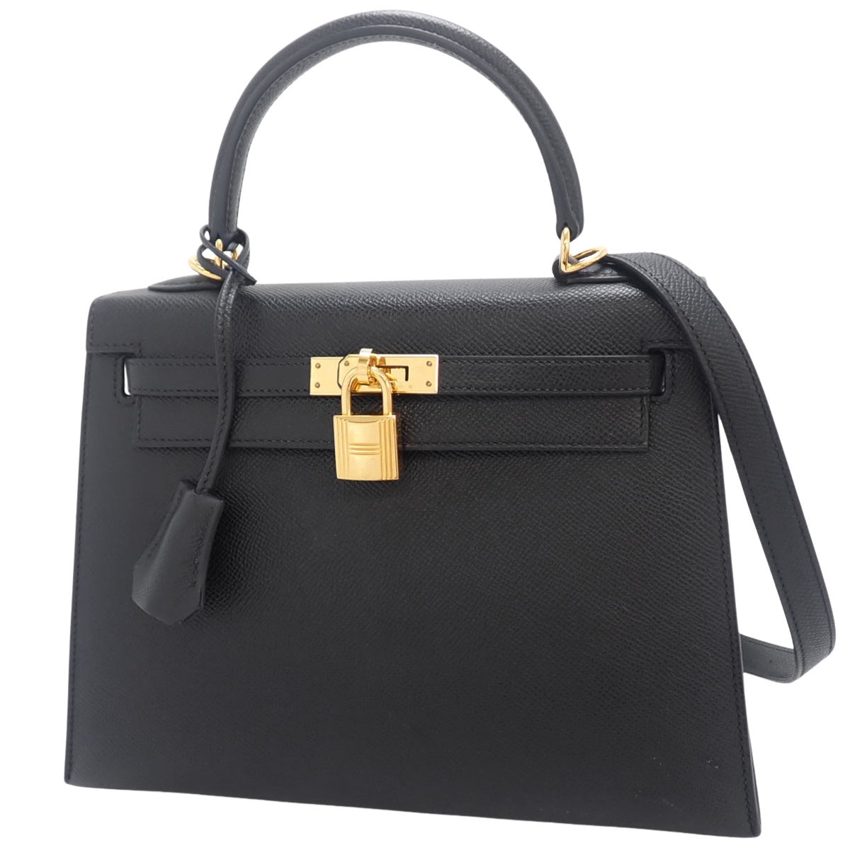 Kelly 25 (Sellier) Veau Epsom Black Gold Hardware B stamp