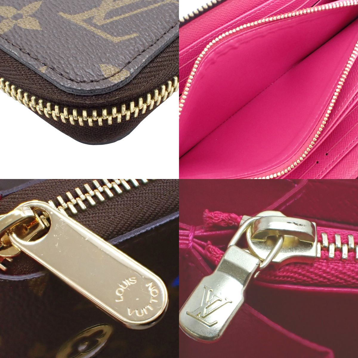 Monogram Love Lock Zippy Wallet Brown Multicolored Pink M64116